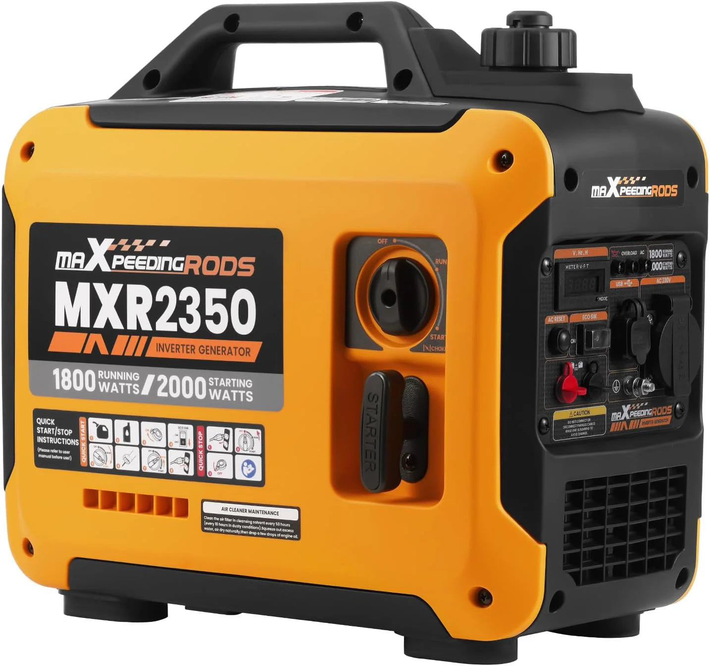 maXpeedingrods Inverter Stroomgenerator, 2000 W, benzine, 4-takt, met USB en 230 V stopcontacten, noodstroomaggregaat voor camping, outdoor, reizen, camper