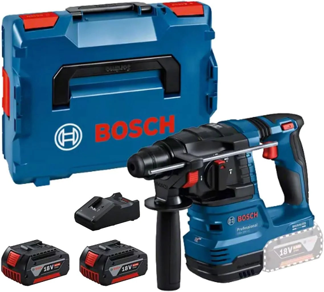 Bosch Professional 18V System accuboorhamer GBH 18V-22 (met SDS plus, incl. 2 x 4,0Ah-accu, oplader GAL 18V-40, 2 x ringborstel, GDE 18V-12, in L-BOXX)(met 2 x 4,0 batterijen/in L-BOXX)