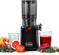 Fretta Juicer Slow Juicer sapcentrifuge voor groenten en fruit, 250 W, roestvrij staal, sappers, elektrische fruitpers, koude pers met 130 mm grote opening, gemakkelijk te reinigen, BPA-vrij(Zwart)