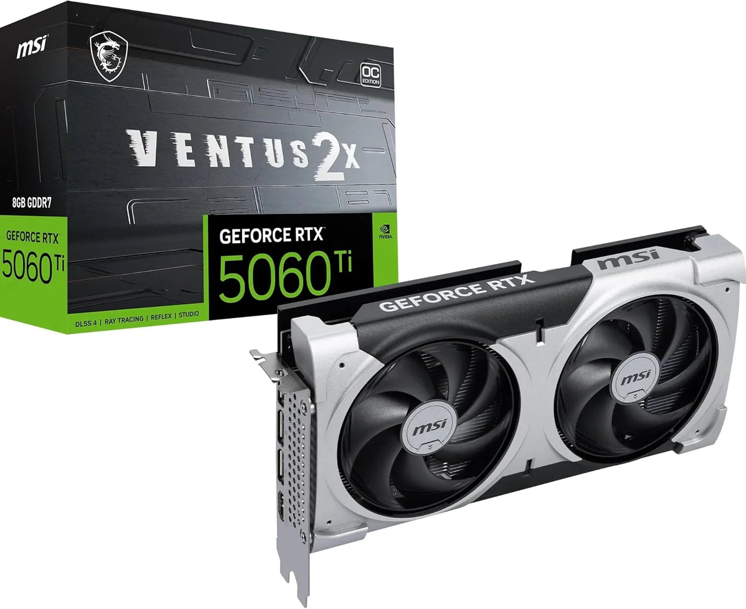 MSI NVIDIA GeForce RTX 5060 Ti 16G INSPIRE 2X OC GDDR7 128bit gaming grafische kaart, boost-klok tot 2632 MHz, PCIe Gen 5, DLSS 4, DP 2.1 x 3, HDMI 2.1 x 1, SFF Ready(RTX 5060 Ti 8G VENTUS 2X OC PLUS)