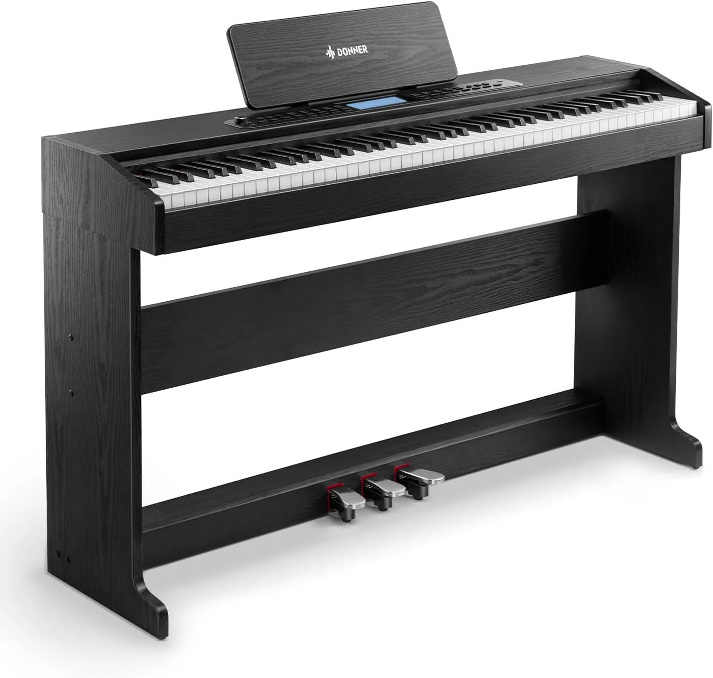 Donner DDP-95 Beginner Digital Piano met 88 toetsen gewogen toetsenbord, volledig formaat pianotoetsenbord met draadloze verbinding, opname, 11*5 cm LCD, 610 tonen, 600 ritmes, 3 piano-onderwijsmodi