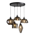 Moderne Hanglamp met Gevarieerde Geometrische Ontwerpen en Transparante Glazen Kappen