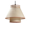 Technische Titel: "Moderne Hanglamp met Linnen Scherm en Strakke Vormgeving"