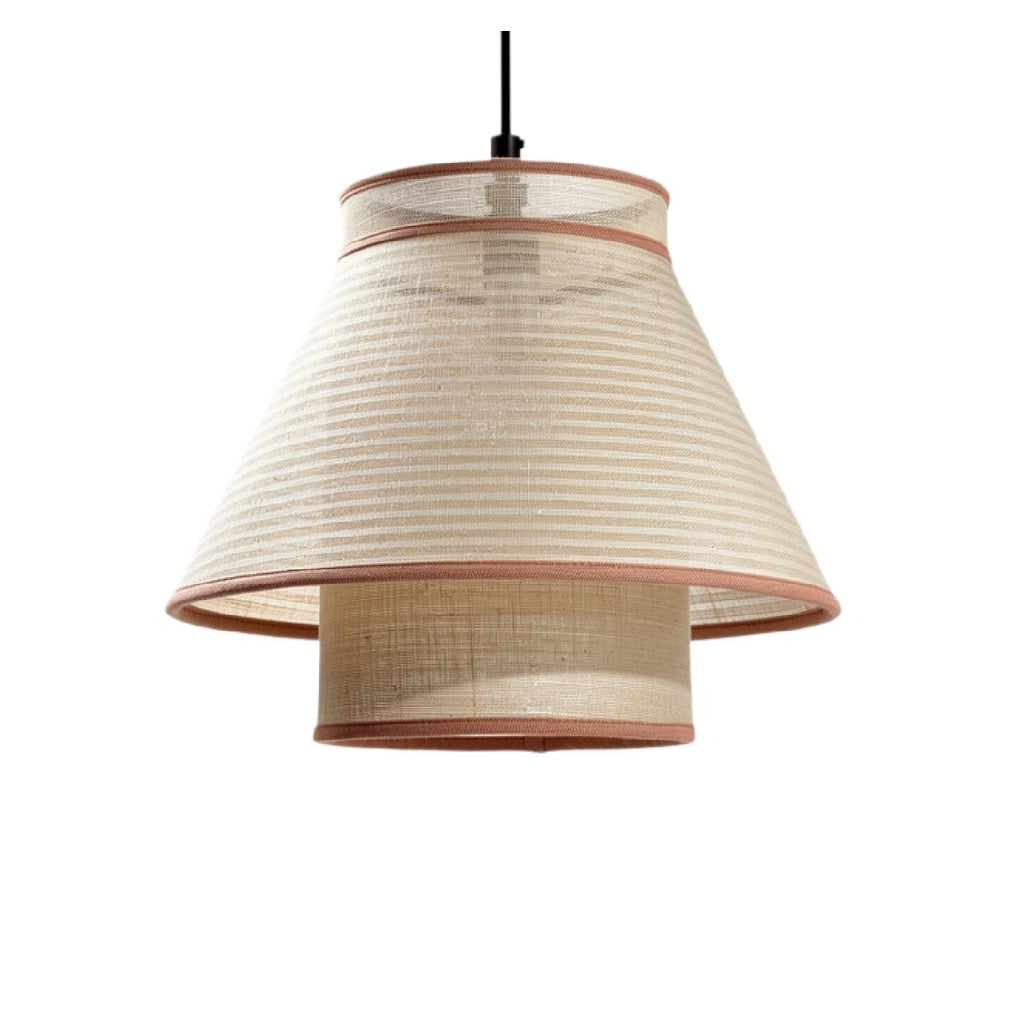 Technische Titel: "Moderne Hanglamp met Linnen Scherm en Strakke Vormgeving"