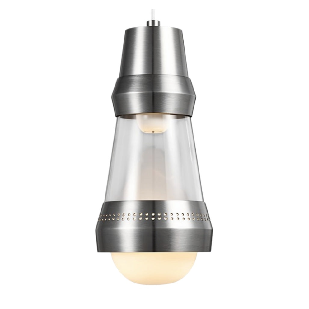 "Modern Hanglamp met Glazen en Stalen Ontwerp"