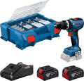 Bosch Professional 18V System accuschroefklopboormachine GSB 18V-65 (borstelloze motor, koplengte 175, incl. 2 x GBA18V 4.0Ah-accu's, 82AC, L-Case)