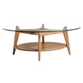 Eikenhouten Salontafel met Glazen Bovenblad en Onderplank