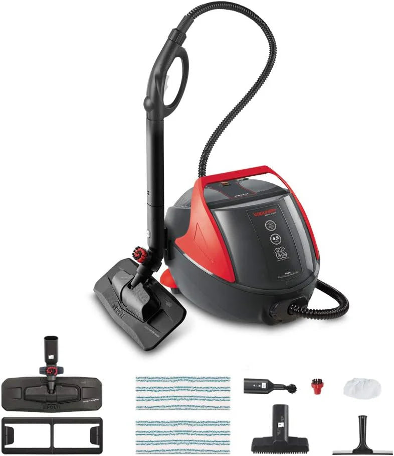 Polti Vaporetto PRO95_Turbo Flexi Stoomreiniger met een stoomdruk van 5 bar, doodt tot 99,99%* van de virusdeeltjes, ziektekiemen en bacteriën, met Vaporflexi-borstel, Made in Italy(POLTI SANI SYSTEM GUN PER Polti VAPORETTO)