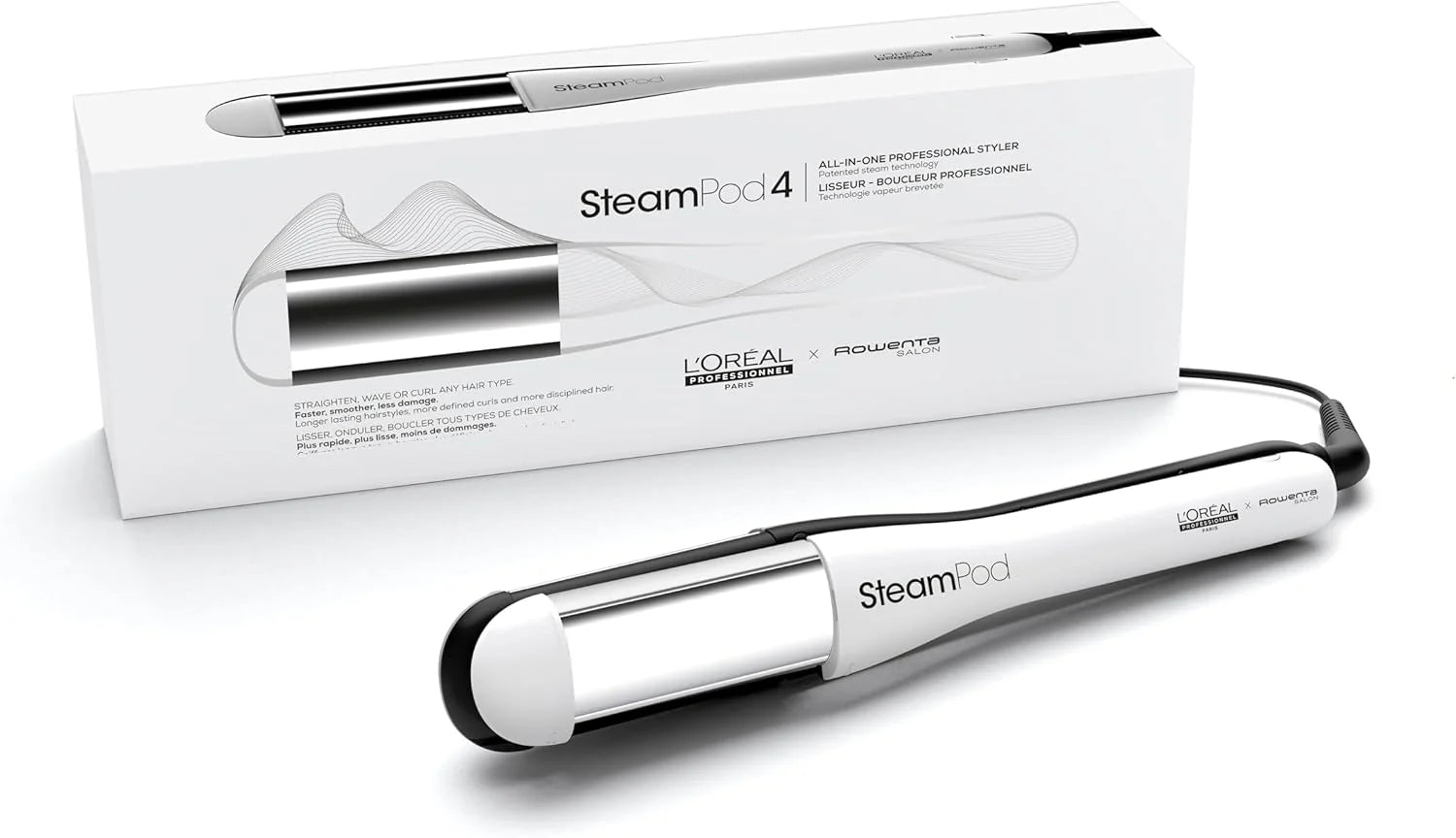 L'Oréal Paris L'Oréal Professionnel SteamPod 4, All-in-One stoomstyler, professionele stijltang met stoomtechnologie, voor alle haartypes, glad tot krullend