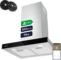 CIARRA CBCW6102 Afzuigkap 60 cm Wi-Fi App Touch Control met CBCF003 Koolstoffilters Schoorsteen Ventilatiekap 600 mm met dimbare LED-verlichting kanaal- en recirculerende keukenafzuigventilator - wit(Zliver)