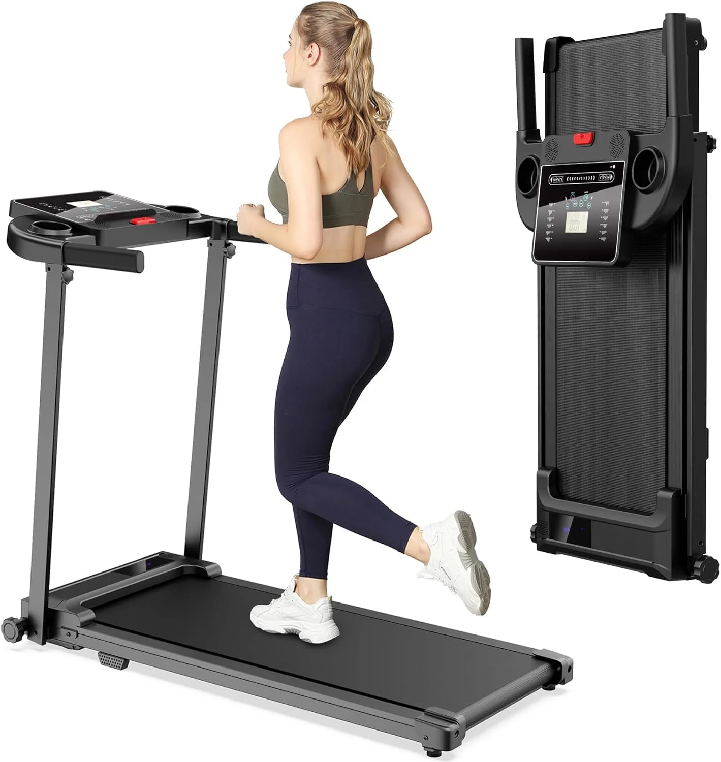 Elektrische loopband, ruimtebesparend, inklapbaar, magnetisch, Tapirulan voor thuis, wandelpad, treadmill voor thuis, op het stuur, tapijt, 10 km/u