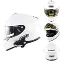 Bluetooth Full Face Motorhelm,DOT Goedgekeurde Volwassen Motorlocomotief Helm met Anti-Fog Dubbel Vizier voor Mofa Crash Bromfiets Bobber Chopper Cruiser Racing Cap