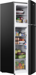 Upstreman TM132 Koelvriescombinatie, 98 l koelkast met 34 liter, 4-sterren vriesvak boven, 39 dB stil en ledverlichting, koelkast voor keuken, kantoor, woning, zwart
