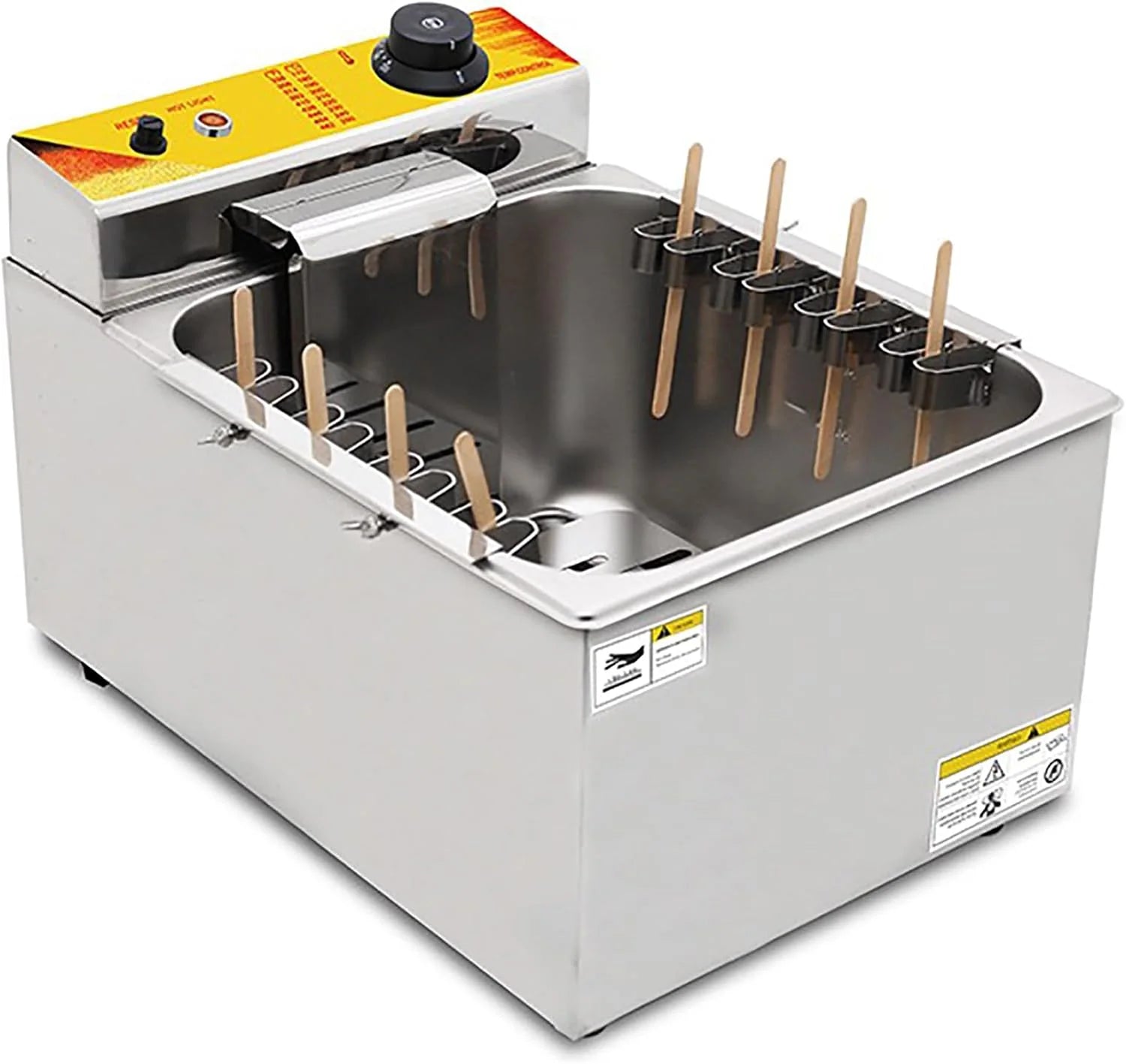Friteuse, 1900W 12L Automatische elektrische frituurpan met instelbare temperatuur, grote capaciteit voor worstjes en hotdogs