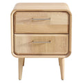 "Moderne Houten Nachttafel met 2 Laden en Strakke Design"