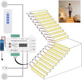 Intelligente LED Trapverlichting Set met Bewegingssensor - 20 Stappen - Warm Wit 3000K COB Strip - Automatische Sensor Verlichting Trap - Plug  Play Systeem met Hoofdkabel - Luxe Trapverlichting