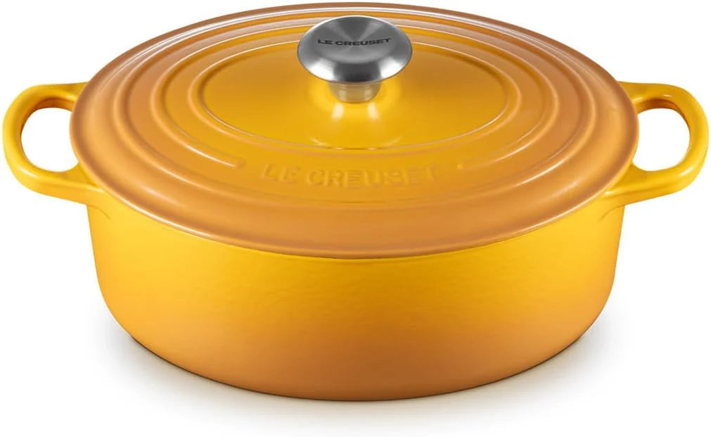LE CREUSET Kenmerkende Braadpan met deksel ovaal geëmailleerd gietijzer, 40 cm, 14.8 liter, kersenrood(Nectar/27 cm)