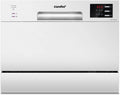 COMFEE TD602E-W Compacte vrijstaande vaatwasser, led-display, 6,5 liter, wit, geluidsniveau: 47 dB