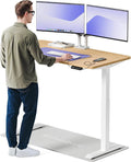 Desktronic Bureau HomeOne - in hoogte verstelbaar 160 x 80 cm - snel tweemotorig zit sta bureau - zeer stabiel elektrisch staand bureau - uit één stuk tafelblad staand bureau - Touchscreenbediening(1.4 Wit + Eiken/140 x 70 cm)