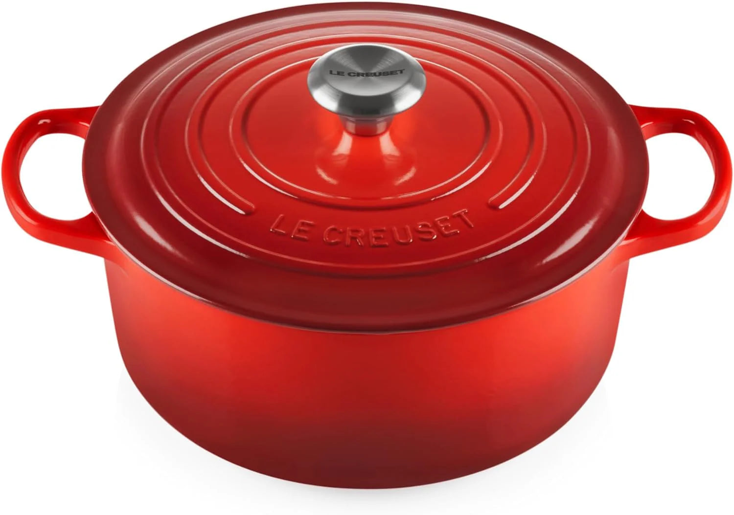 LE CREUSET Kenmerkende geëmailleerde gietijzeren ronde braadpan met deksel, 28 cm, 6.7 liter, azure(Kersenrood/26 cm)