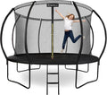 HyperMotion Tuintrampoline voor kinderen 3+, outdoor trampoline met ladder en binnennet voor huis en tuin, kinderspeelplaats, kindertrampoline, dubbele poten(12 ft zwart)