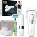 Braun IPL Silk·expert Pro 3 PL3136 IPL-ontharingsapparaat, duurzame en pijnvrije ontharing voor thuis, incl. etui, Venus scheerapparaat, 2 opzetstukken, ontworpen in Duitsland - wit/zilver
