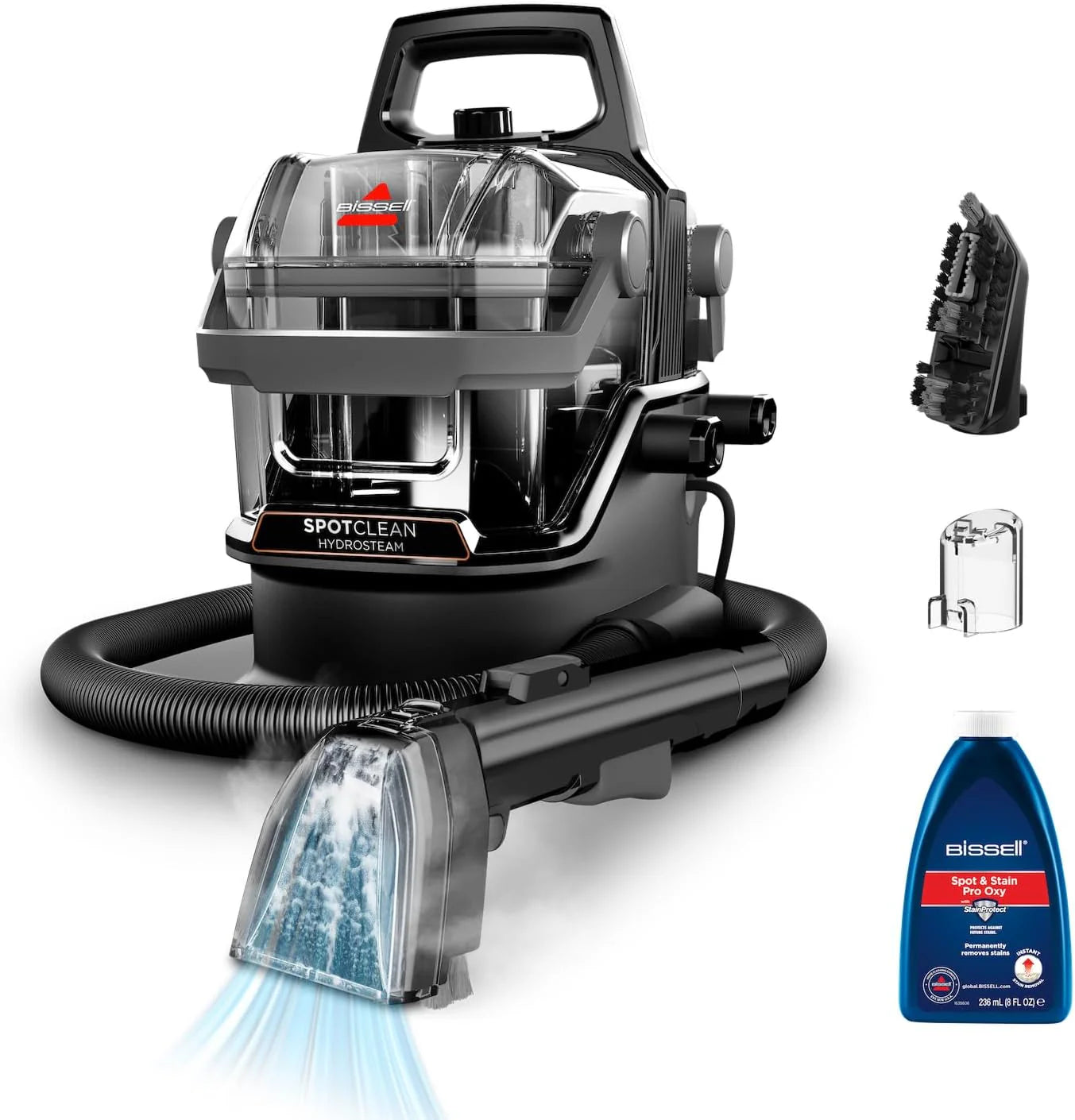 BISSELL SpotClean HydroSteam, Tapijtreiniger Machine met HydroSteam-Technologie, Stoomfunctie, Stoomreiniger met Krachtige 1000W Motor, Carpet Cleaner voor Tapijten, Meubels, Bank, Auto  meer, 3689N(SpotClean Hydrosteam)