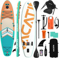 NACATIN Opblaasbare stand-up planken 10'6 inch peddel met verstelbare peddel reisrugzak, pomp, waterdichte tas 10 l, riem, accessoires inbegrepen(blauw, oranje, donkerblauw)