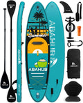 Abahub SUP Board Opblaasbaar, 320x78x15cm Stand Up Paddling Board Set, Blauw/Groen/Oranje/Rood Standup Paddle Board met Verstelbare Aluminium Peddel, Kajak Stoel, voor Kajakken, Kanoën(groen-bruin. 84 cm)