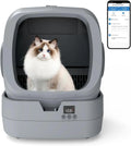 UPFAS Automatische kattenbak zelfreinigend - app-bediening - gewichtsbewaking - ultrastil, middelgrote katten en kittens kattenbak, veilige anti-knijp【Montage vereist】- Grijs