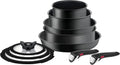 Tefal L76491 Ingenio Ultimate 10-delige pannenset, stapelbaar, anti-aanbaklaag, geschikt voor inductie, thermosignaal, temperatuurweergave, zwart
