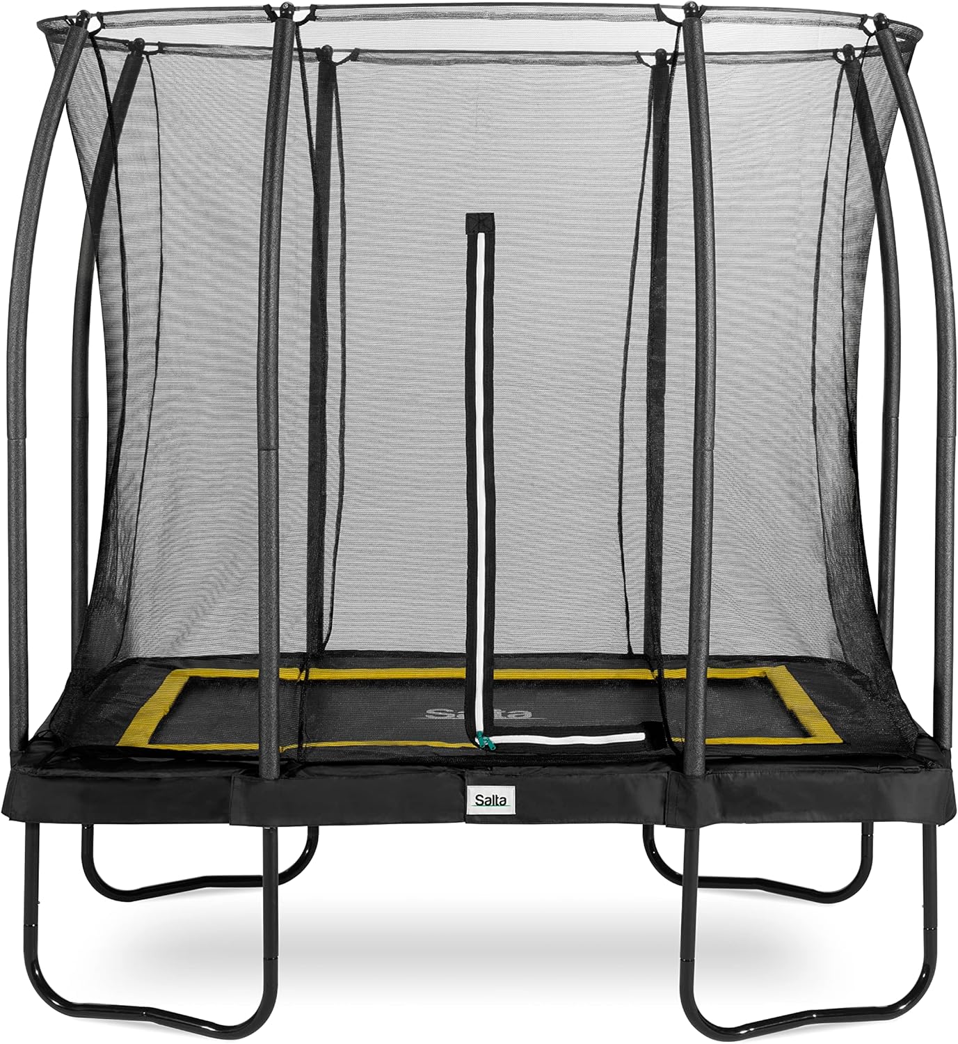 Salta Comfort Edition Outdoor trampoline, tuintrampoline, set met springmat, veiligheidsnet, verzinkte veren, randafdekking, 214 x 153/305 x 214/366 x 244 cm, TÜV-getest, zwart/groen/roze(214 x 153 cm/Zwart)