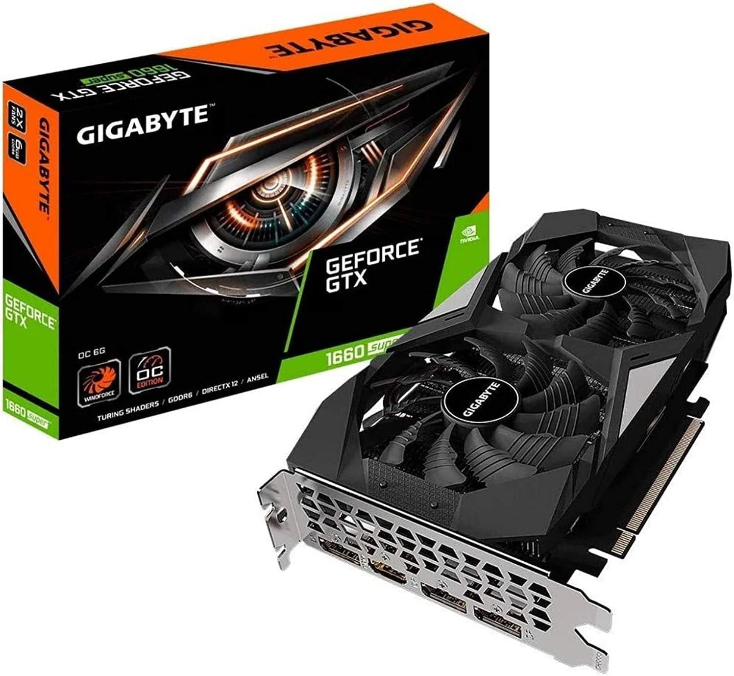 Gigabyte Gv-N166SOC-6GD GeForce GTX 1660 Super OC 6G grafische kaart, 2x windkrachtventilatoren, 6 GB 192-bit GDDR6, videokaart