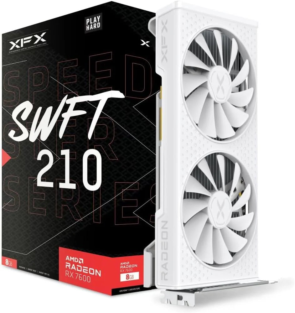 XFX Speedster SWFT210 Radeon RX 7600 Videokaart Wit met 8GB GDDR6 HDMI 3xDP, AMD RDNA 3 RX-76PSWFTWY