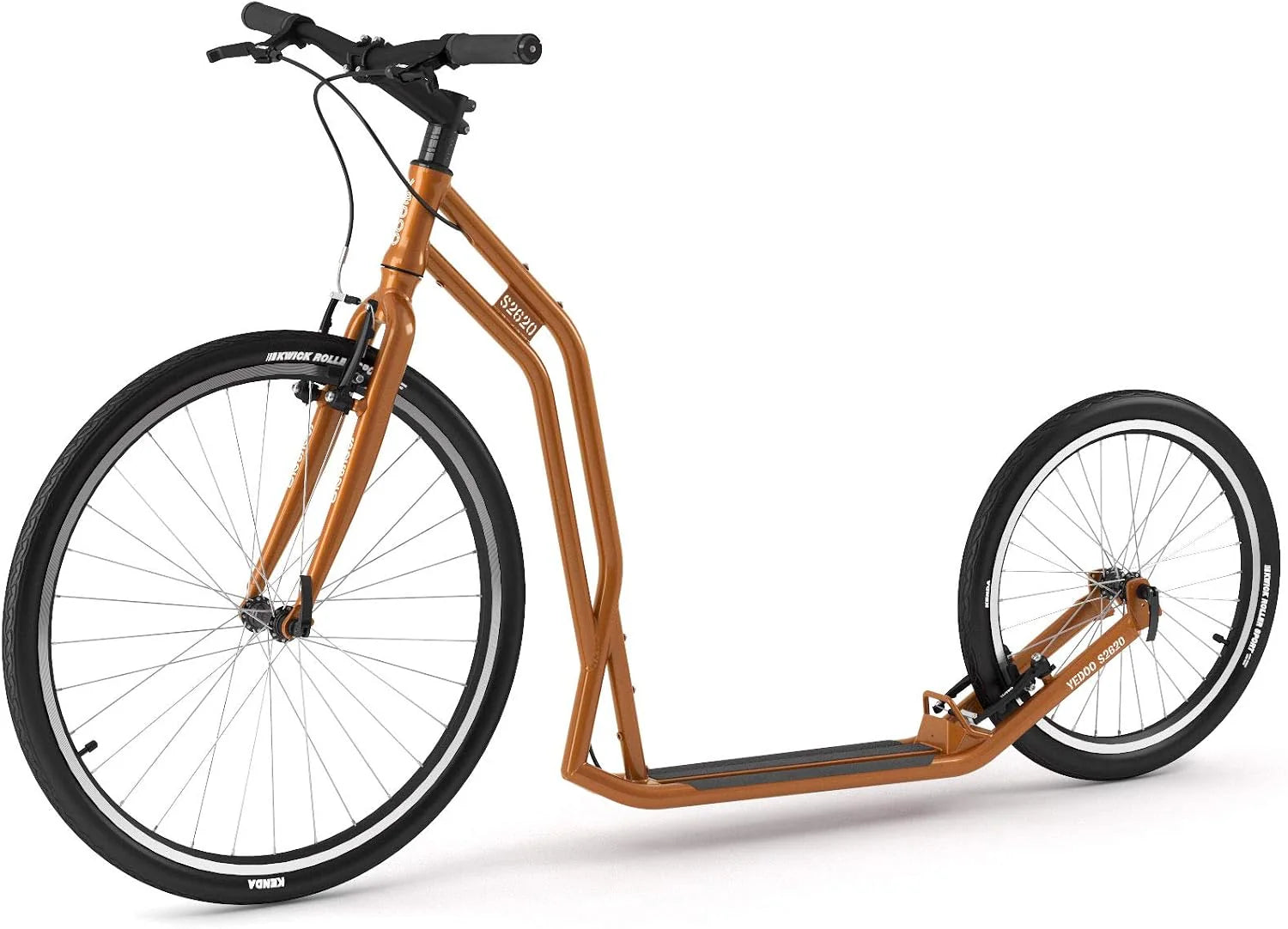 Yedoo S2620 Step - tot 130 kg, kickstep met luchtbanden 26/20 - Big Wheel Roller Scooter voor volwassenen, hondenstep (oranje)